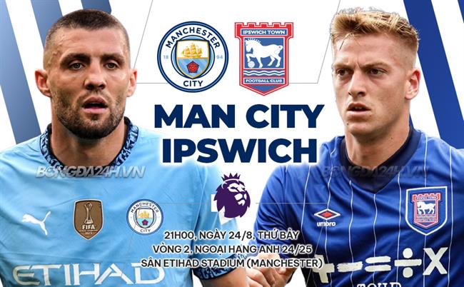 Nhận định Man City vs Ipswich (21h00 ngày 24/8)